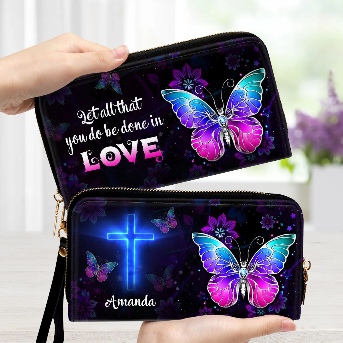 1 Corinthians 16:14 Personalized Leather Long Wallets - Unique Personalized Leather Long Wallets - AT4080837 - Image 2
