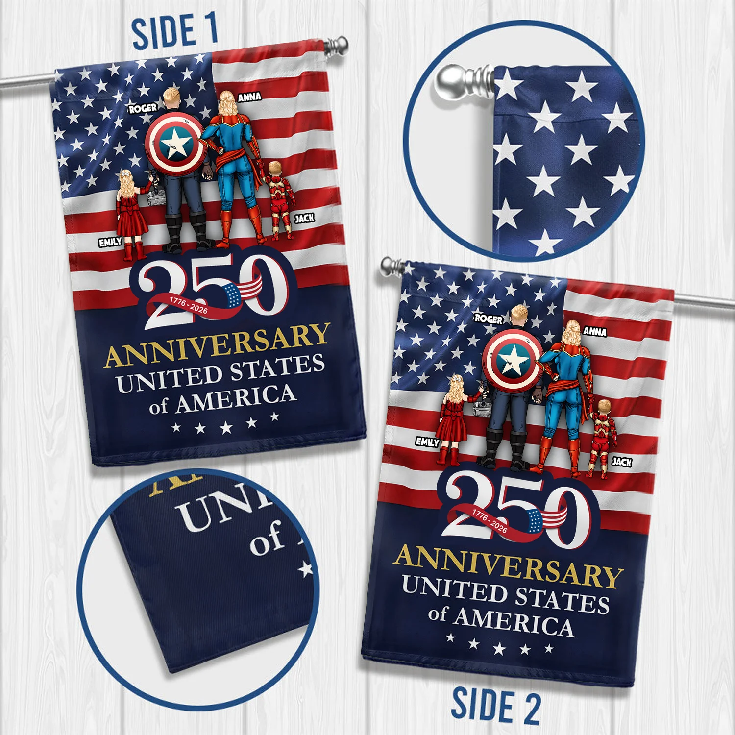 250 Anniversary 1776 2026 United States Of America - Personalized Flag - Patriotic Gift For Family - Image 4