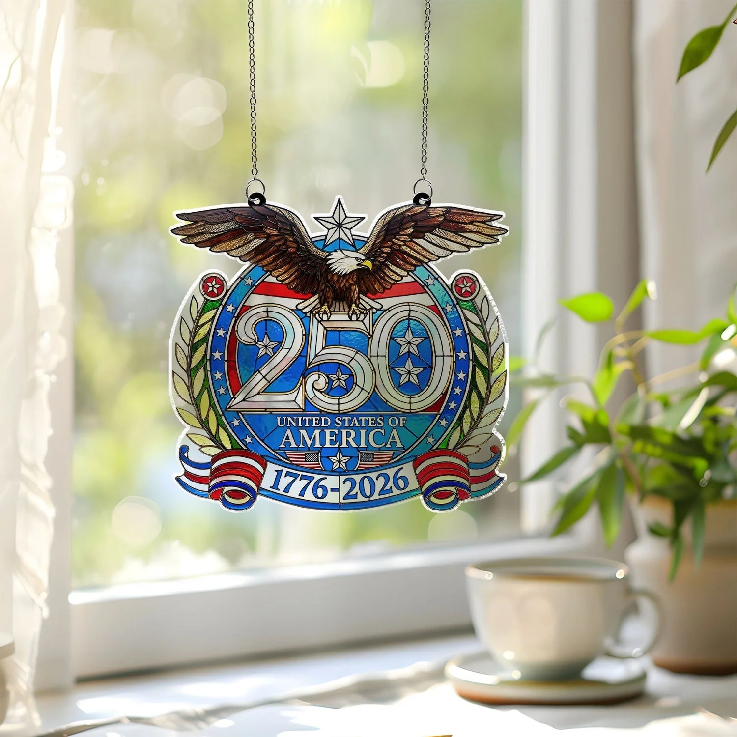 250 United States Of America Eagle - Window Hanging Suncatcher - Patriotic Gift For Family HN02 - Image 3