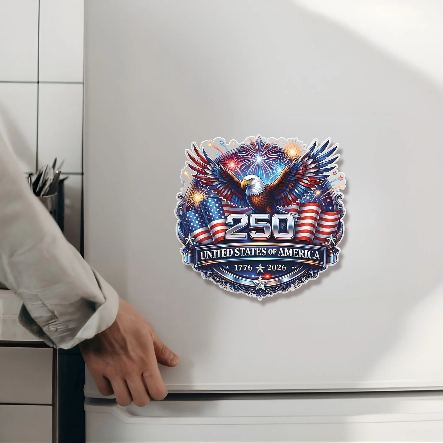 250 United States Of America - Shape Acrylic Fridge Magnet - Patriotic Gift For Family | HN02 - Image 2