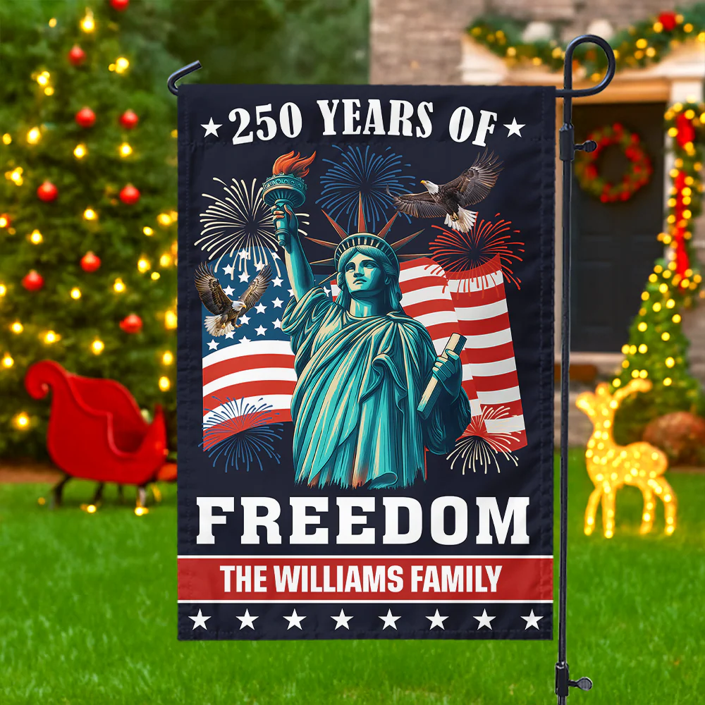 250 Years of Freedom Anniversary Statue of Liberty - Personalized Flag - Patriotic Gift For Family HN02. - Image 2