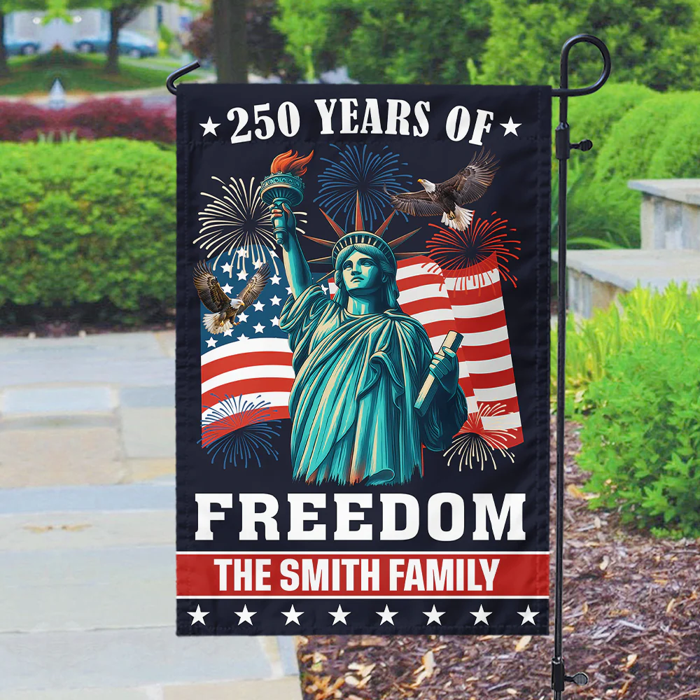 250 Years of Freedom Anniversary Statue of Liberty - Personalized Flag - Patriotic Gift For Family HN02. - Image 3