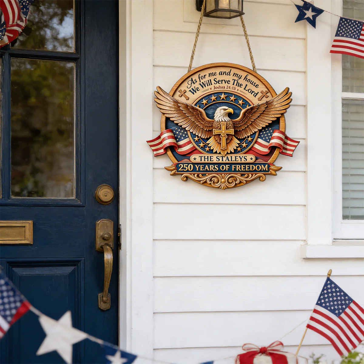 250 Years Of Freedom Eagle - Personalized Wood Sign - Gift For Patriots - Image 4