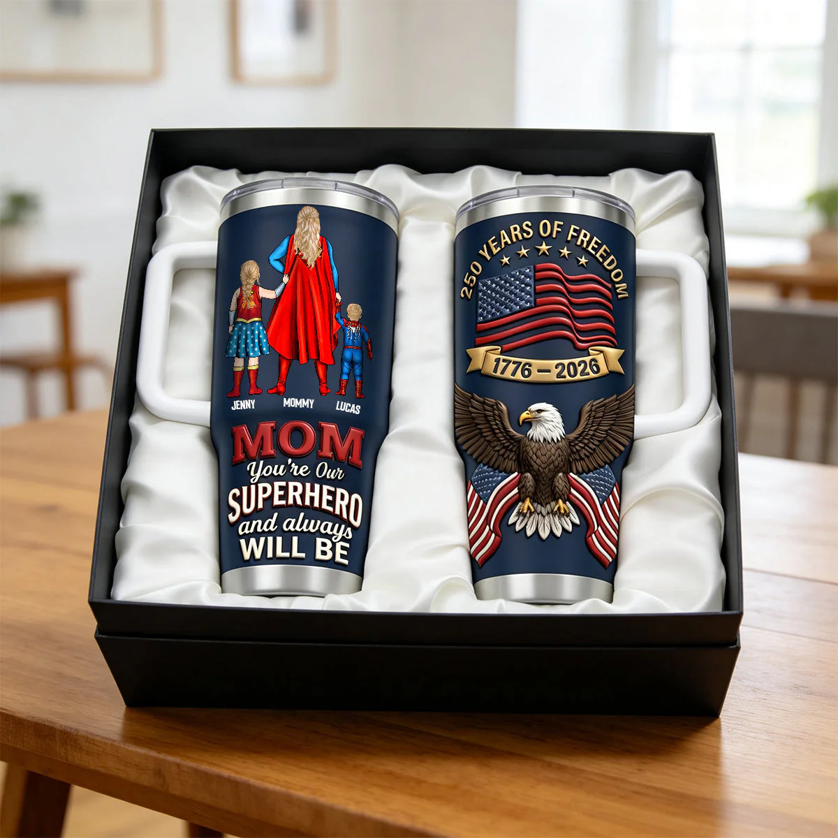 250 Years Of Freedom Mom and Kids - Personalized Tumbler - Gift For Mom, Family Members - Image 2