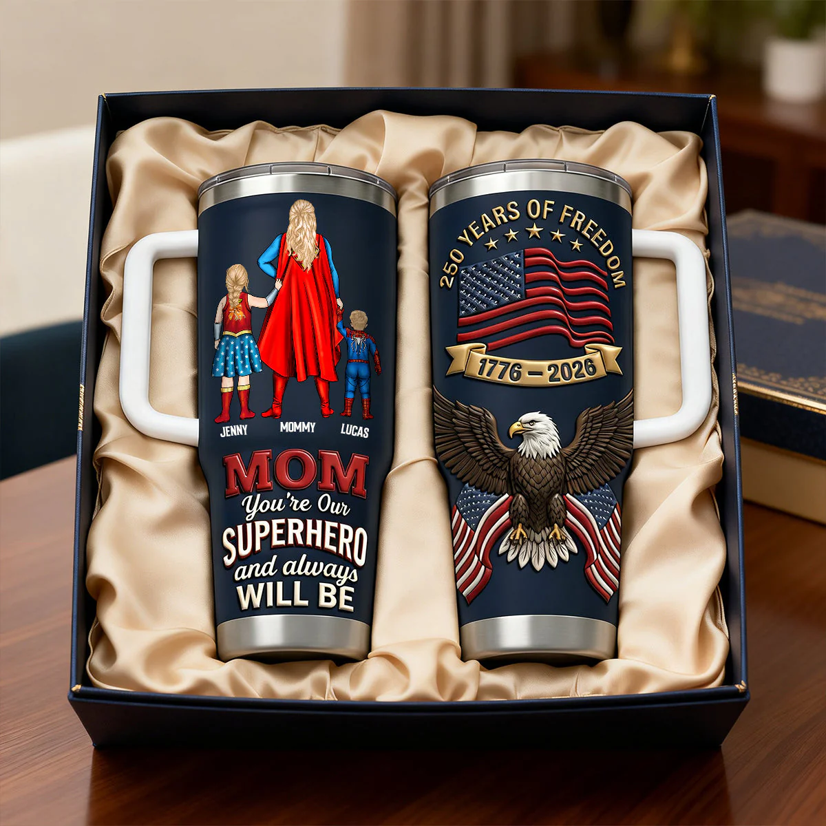 250 Years Of Freedom Mom and Kids - Personalized Tumbler - Gift For Mom, Family Members - Image 3