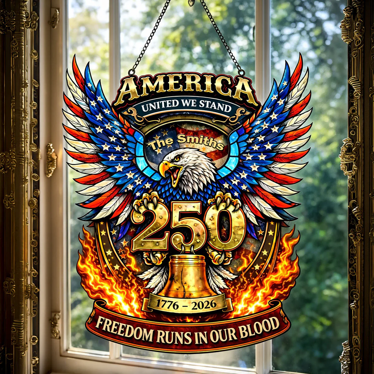 250 Years of Independence American - Personalized Window Hanging Suncatcher - Gift For Patriotic - Image 2