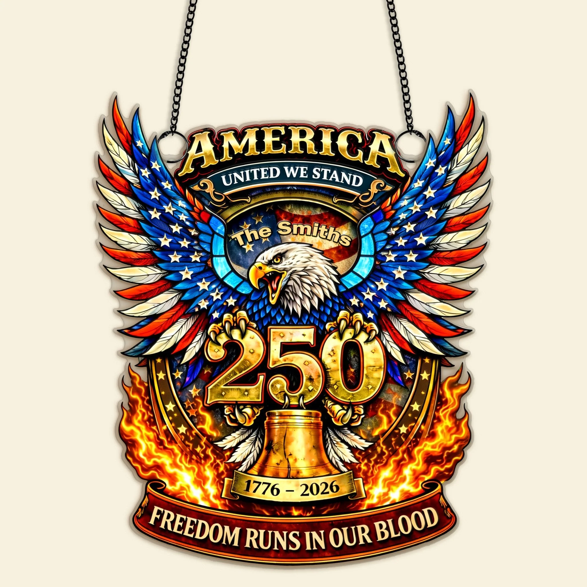 250 Years of Independence American - Personalized Window Hanging Suncatcher - Gift For Patriotic - Image 3