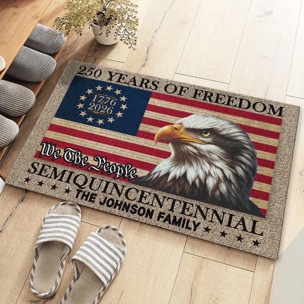 250 Years of Freedom Semiquincentennial Eagle American - Personalized Doormat - Patriotic Gift For Family HN02 - Image 2