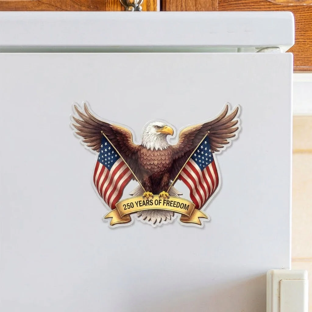 250 Years of Freedom - Shape Acrylic Fridge Magnet - Patriotic Gift For Family HN02 - Image 2