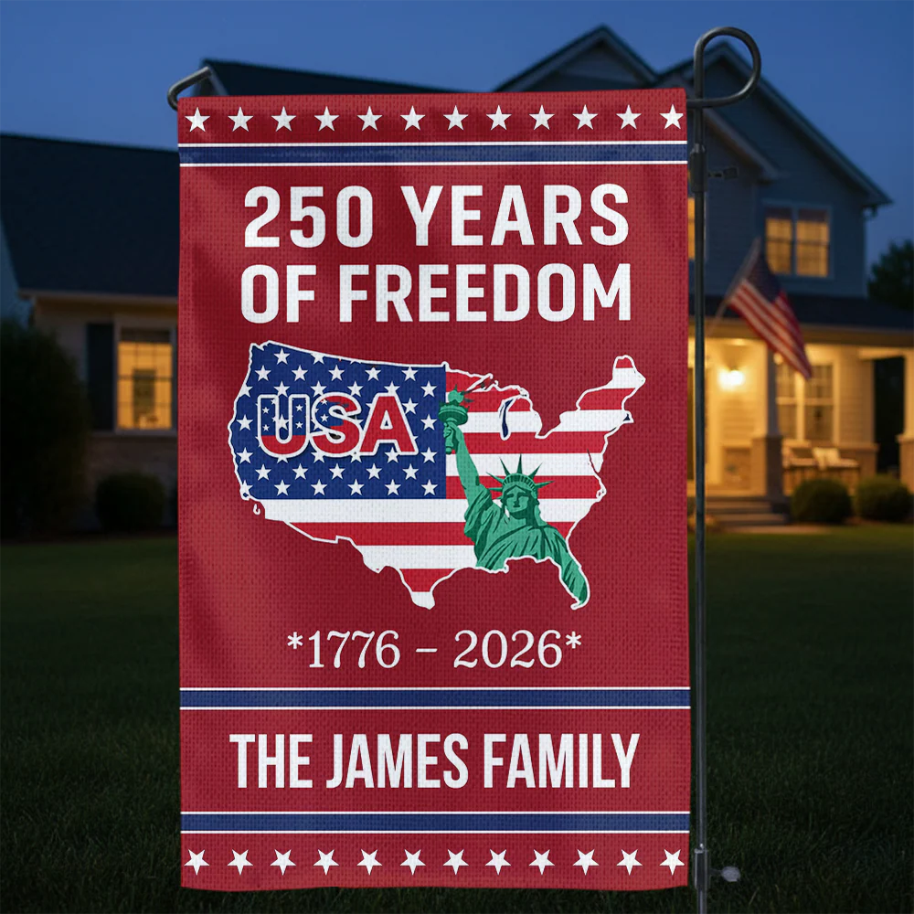 250 Years of Freedom USA Map Liberty 1776–2026 - Personalized Flag - Patriotic Gift For Family HN02.