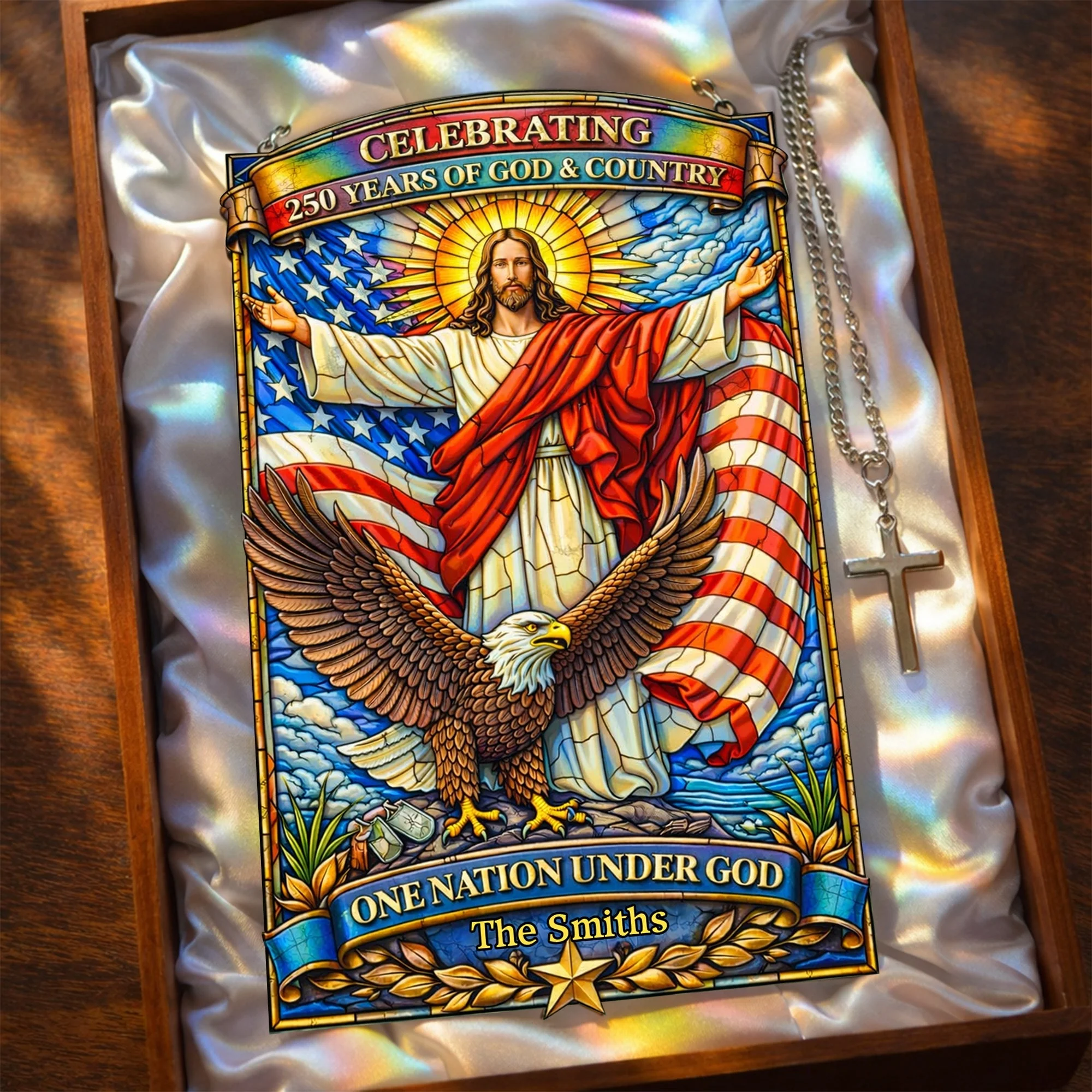 Celebrating 250 Years of God & Country Christian American - Personalized Window Hanging Suncatcher - Gift For Patriotic - Image 2