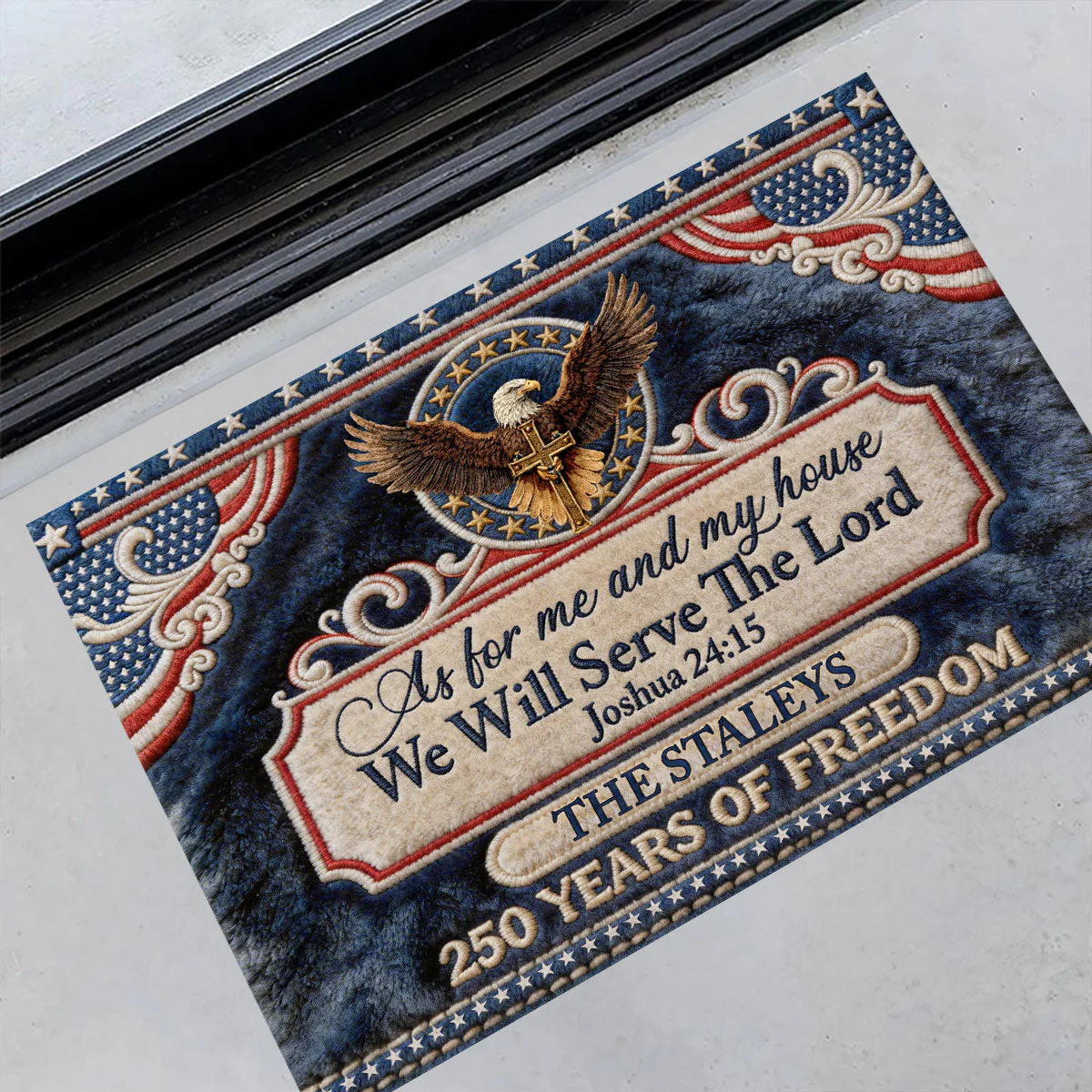 250th American, We Will Serve The Lord  - Personalized Doormat - Image 3