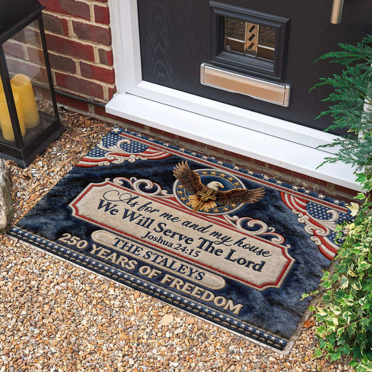 250th American, We Will Serve The Lord  - Personalized Doormat - Image 4