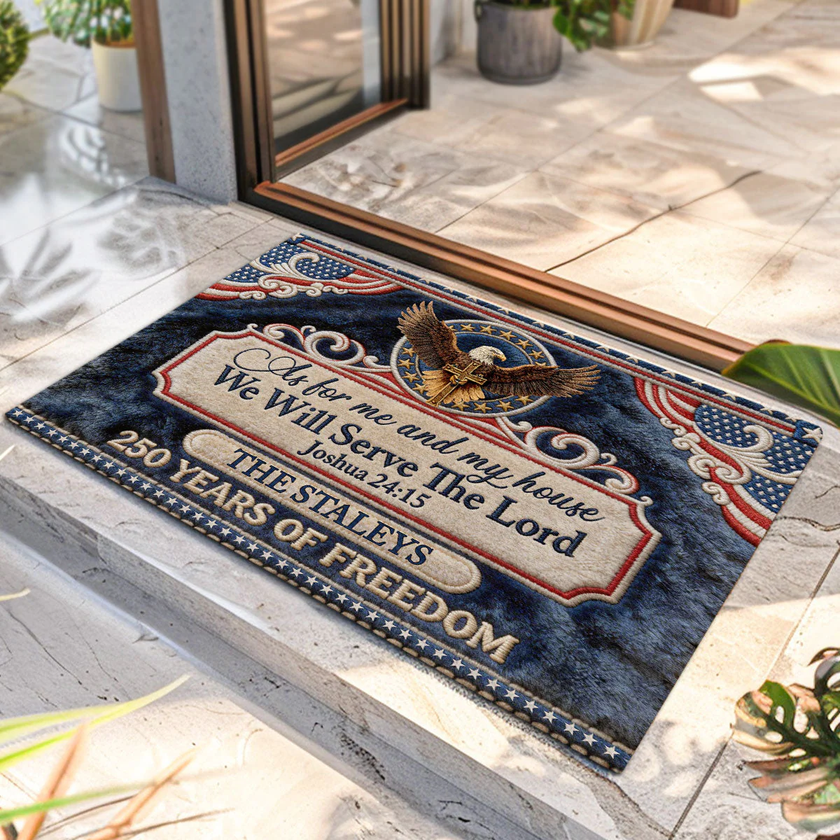 250th American, We Will Serve The Lord  - Personalized Doormat - Image 5
