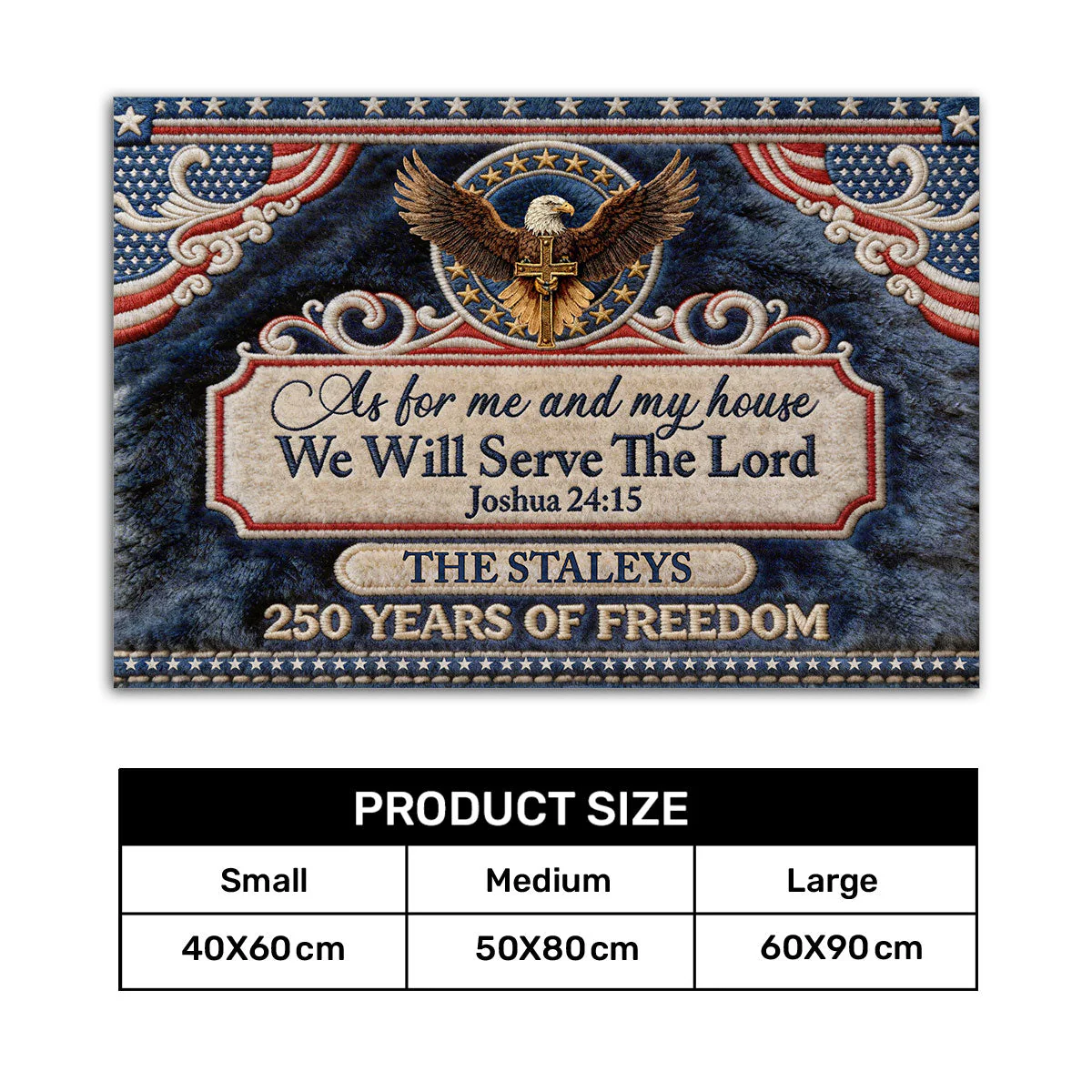 250th American, We Will Serve The Lord  - Personalized Doormat - Image 7