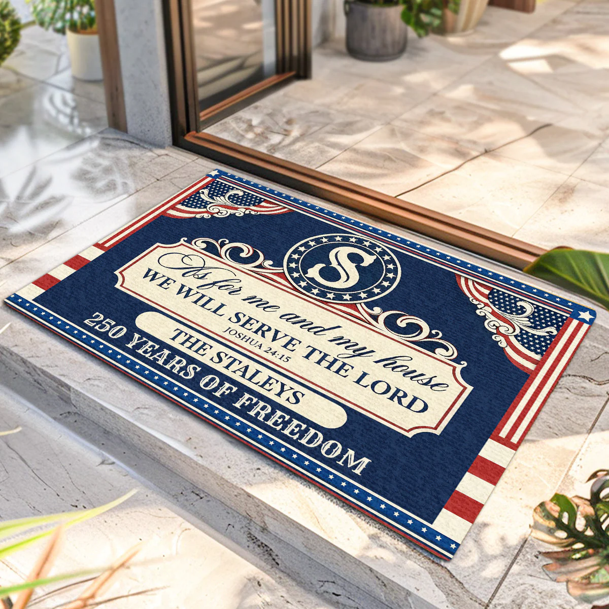 250th American, We Will Serve The Lord - Personalized Doormat - Image 2