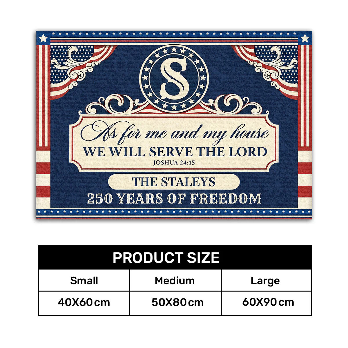 250th American, We Will Serve The Lord - Personalized Doormat - Image 7