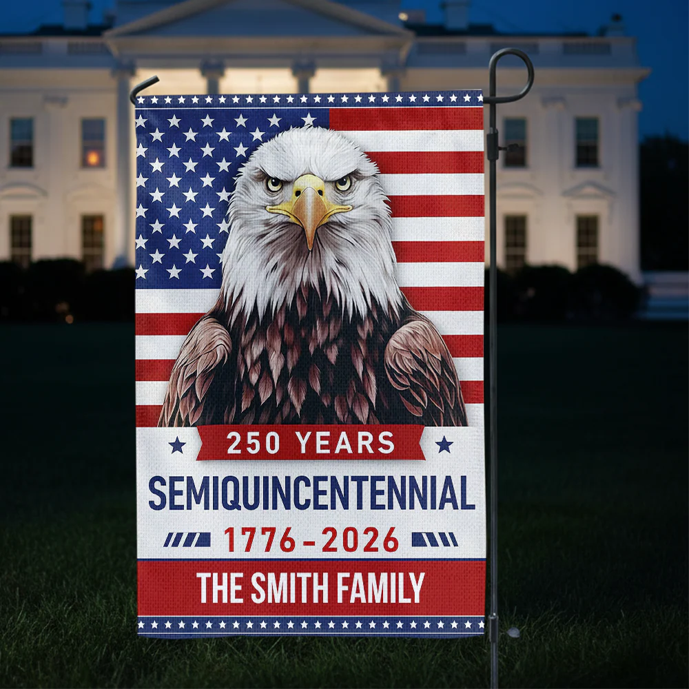 250th Anniversary Semiquincentennial Eagle - Personalized Flag - Patriotic Gift For Family HN02 - Image 2