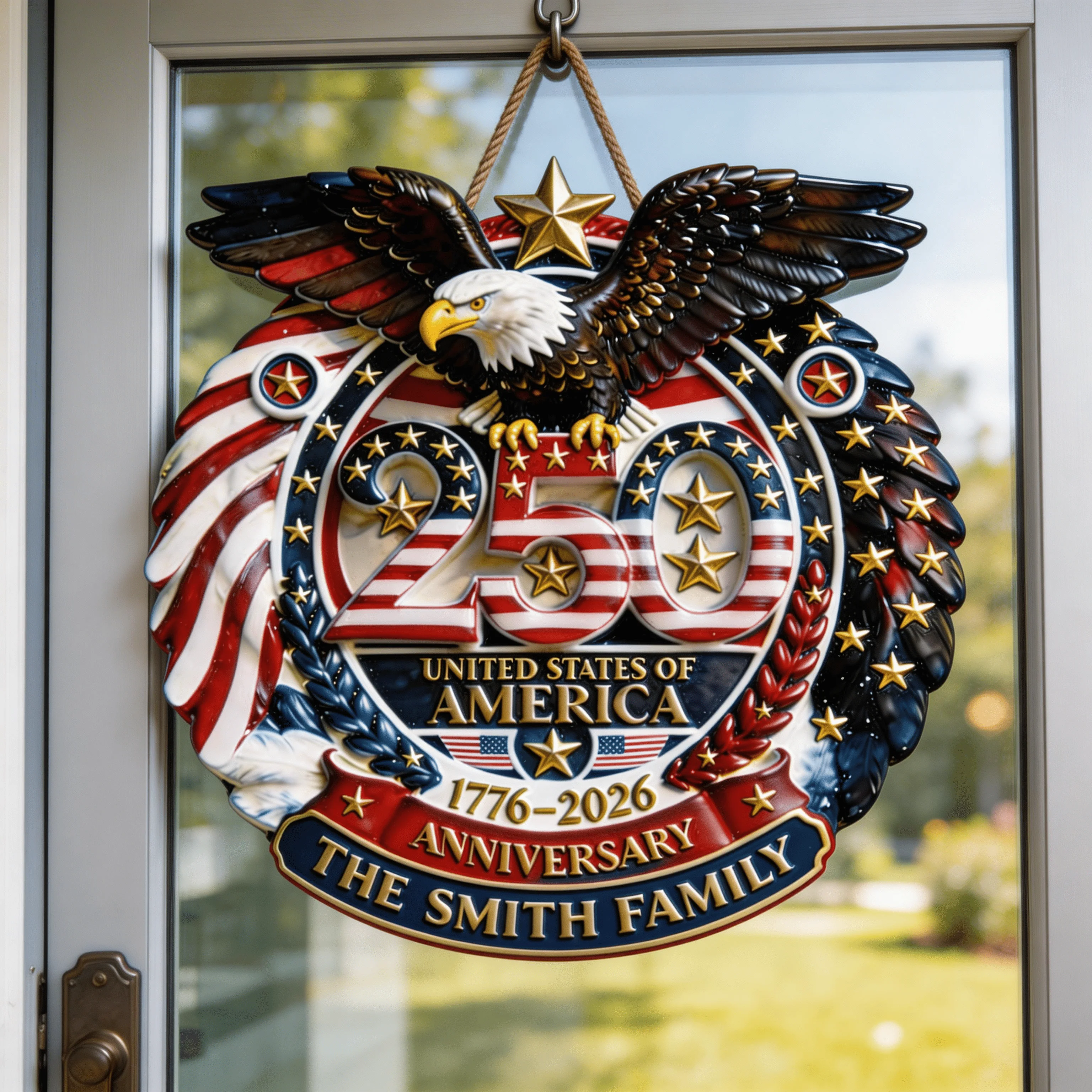 250th United States Of America - Personalized Wood Sign - Patriotic Gift For Family - Image 2
