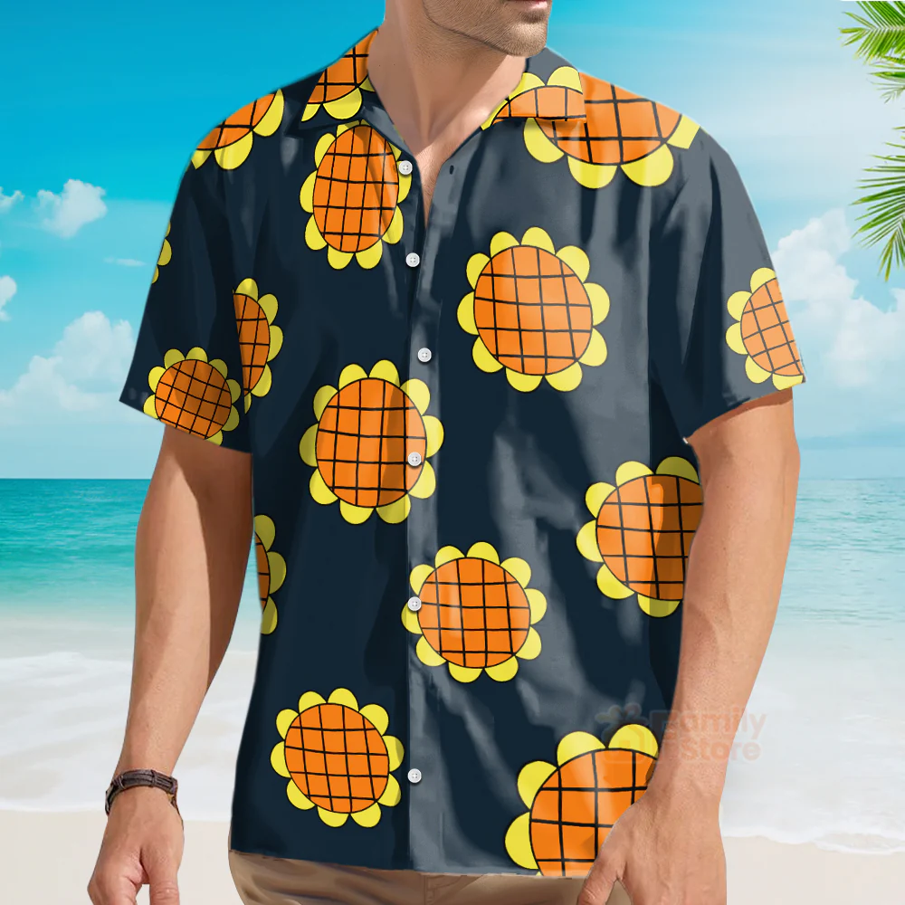 Luffy Dressrosa Lucy Sunflower Anime OnPi Pirate Adventure - Costumes Movies Hawaiian Shirt - Image 3