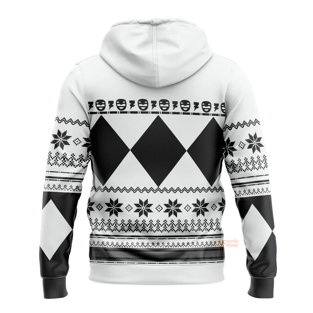 White Mighty Morphin Power Rangers Costumes C1 - 3D Hoodie - Image 2