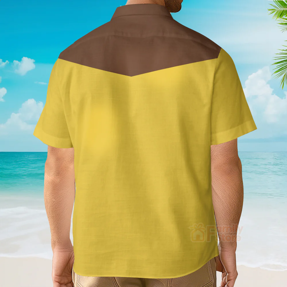 Vintage Bowling-Style Hawaiian Shirt - Retro Yellow & Brown Button Up Hawaii Shirt - Image 4