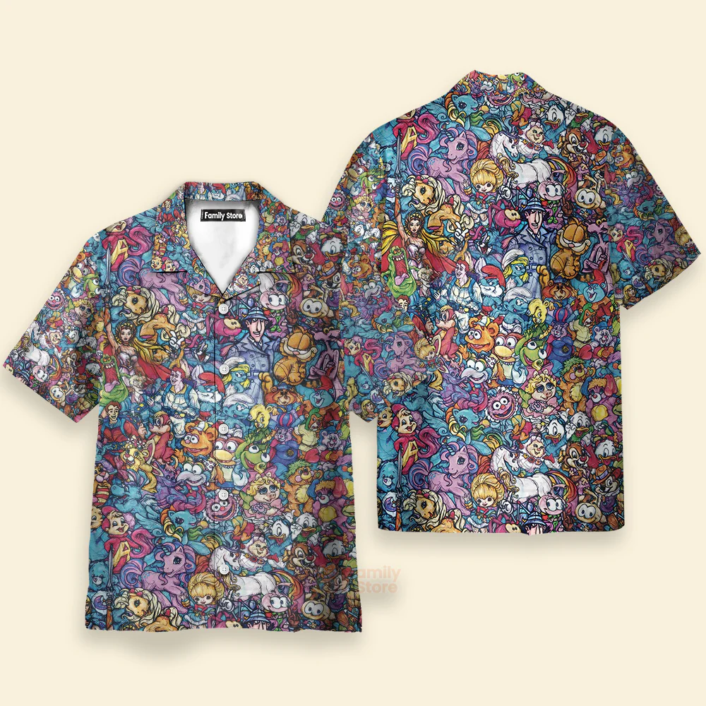 80S Throwback Cartoon Pattern Hawaiian Shirt - Image 3