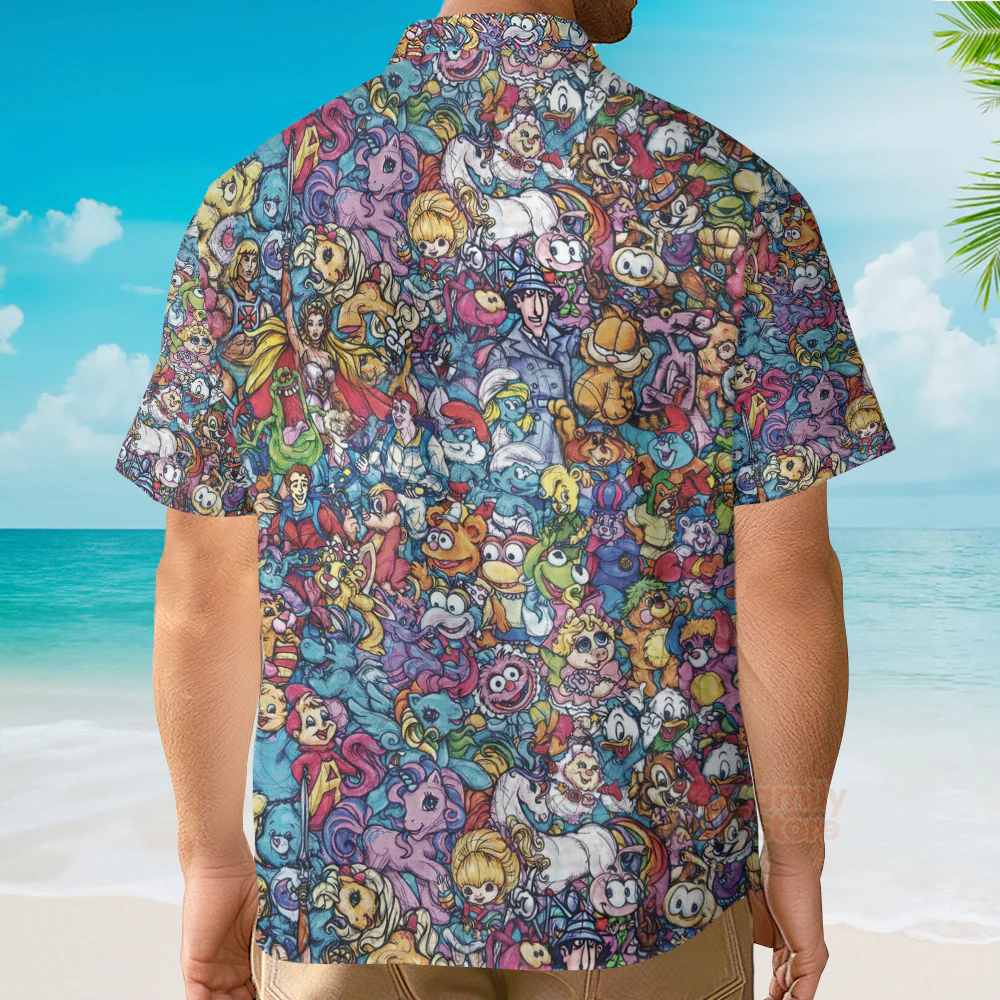 80S Throwback Cartoon Pattern Hawaiian Shirt - Image 5