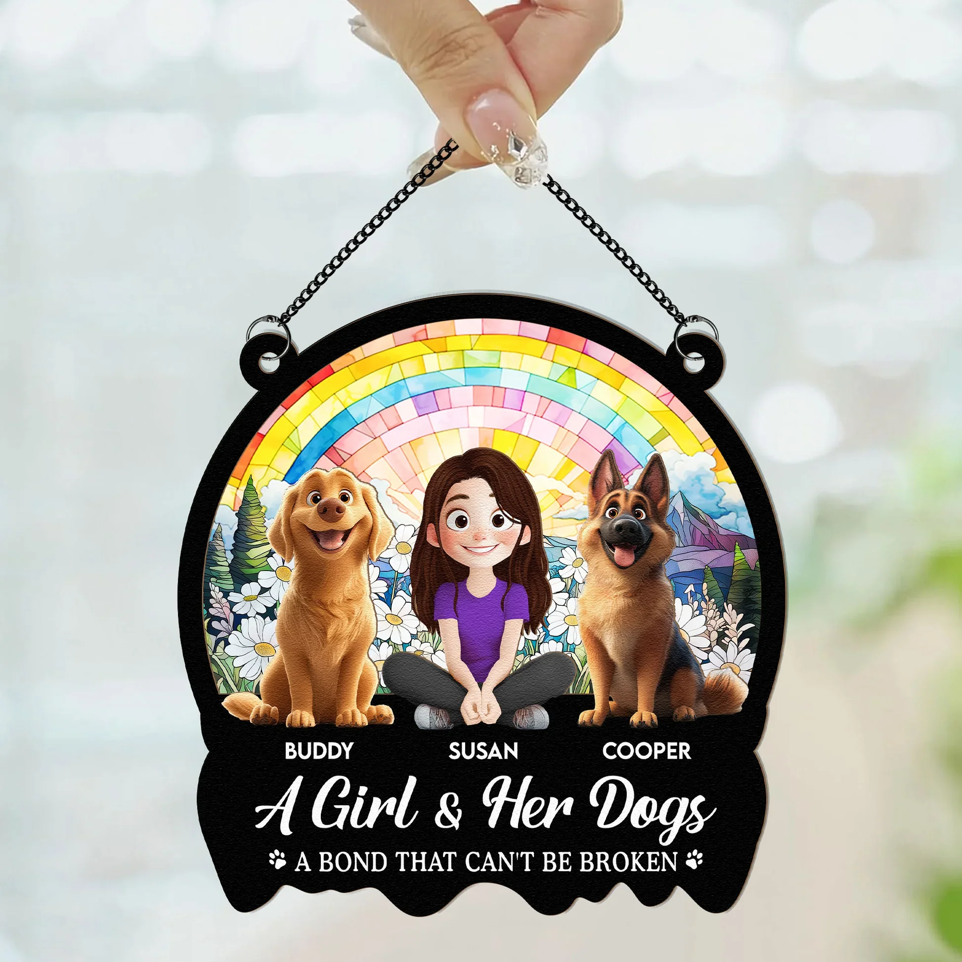 A Bond That Can't Be Broken Cartoon Dog - Personalized Window Hanging Suncatcher Ornament - Gift for Pet Owners, Pet Lovers, Dog Mom | CLP15 NH96 - Image 2