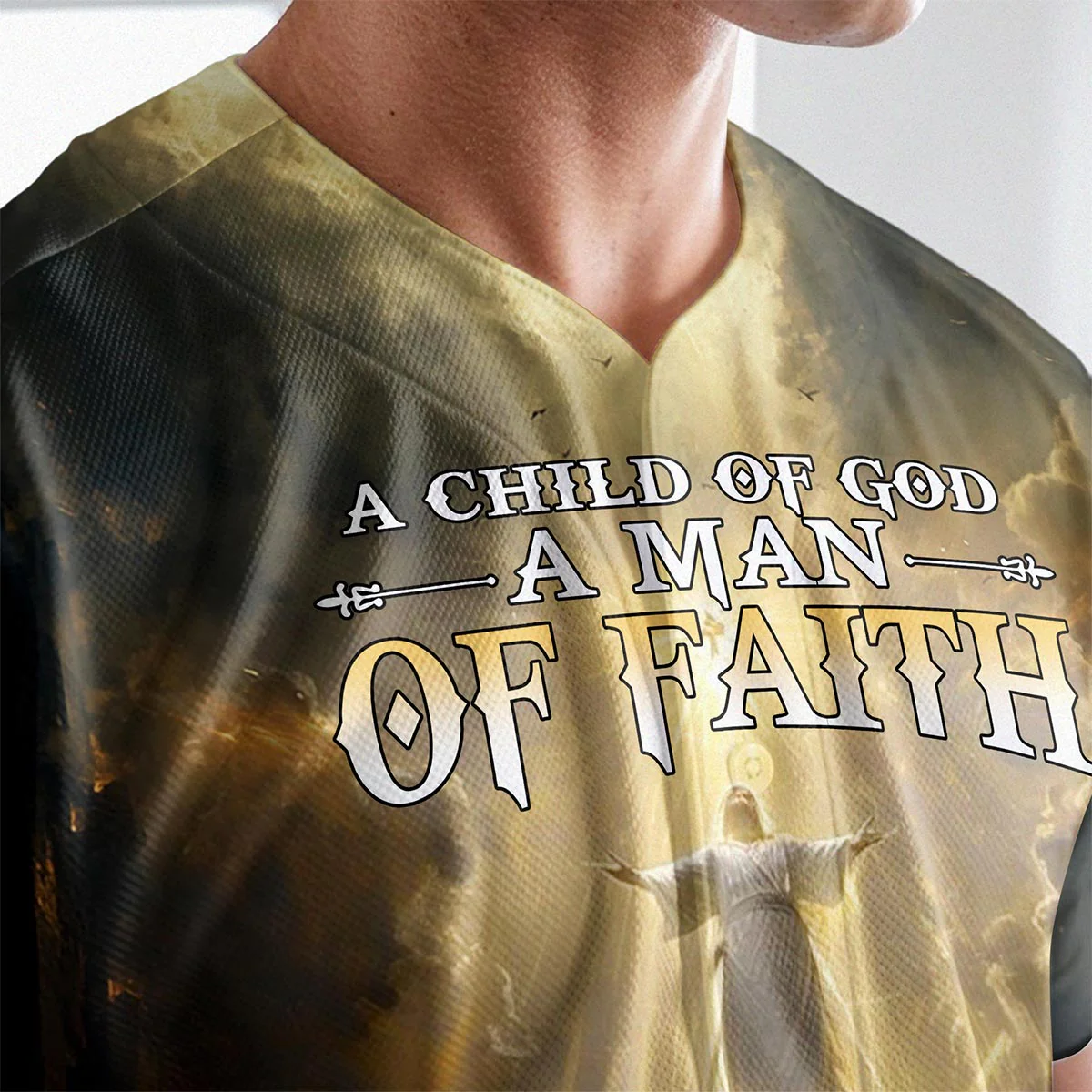 A Child Of God A Man Of Faith A Warrior Of Christ Baseball Jersey Bundle - Image 6