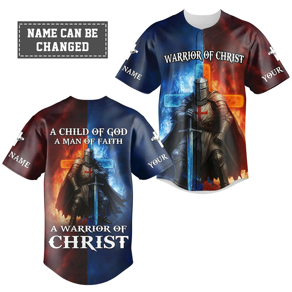 A Child Of God A Man Of Faith A Warrior Of Christ Custom Name Baseball Jersey - Christant Gift For Him