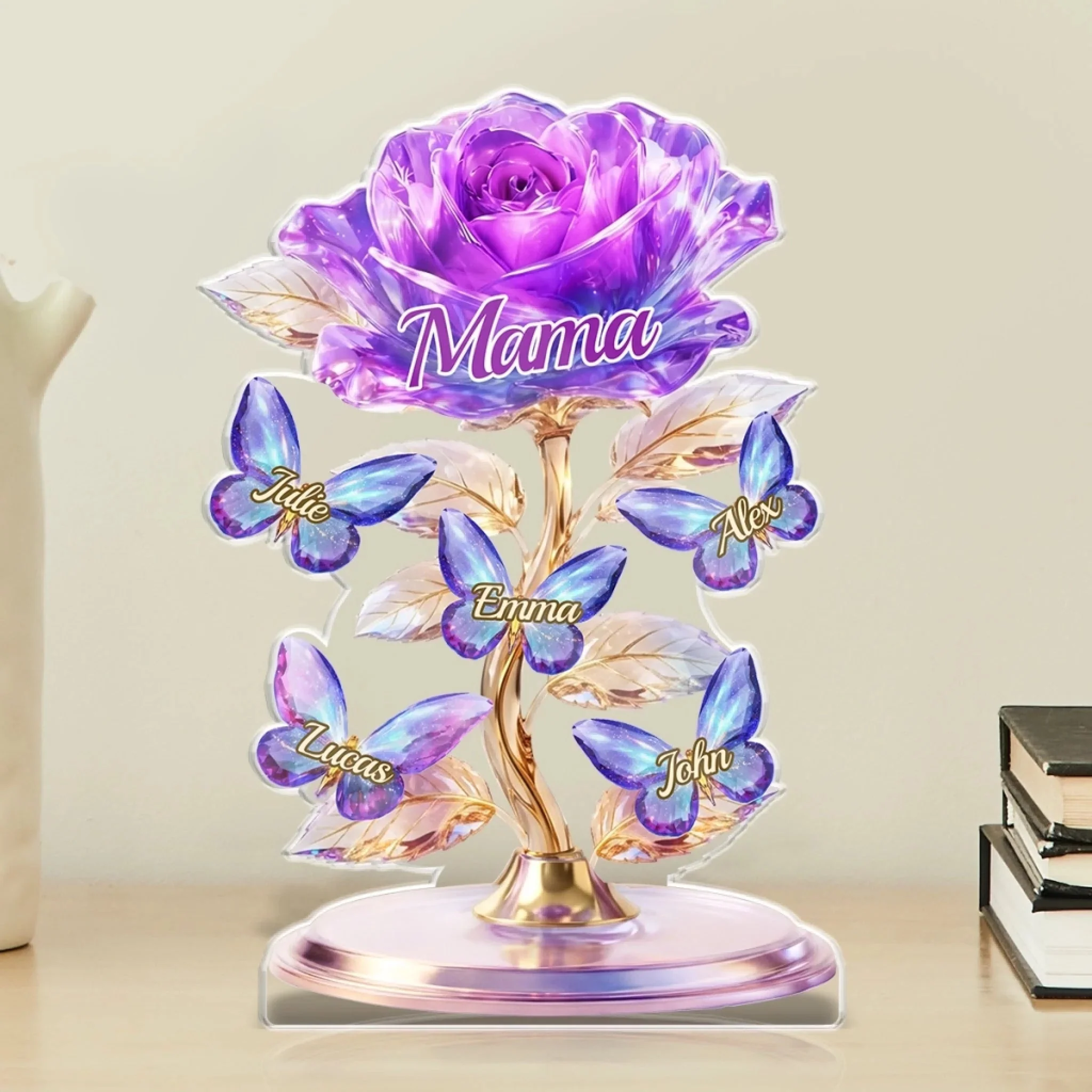 A Crystal Garden Of Love - Personalized Shape Acrylic Plaque - Gift For Mom, Grandma HN02
