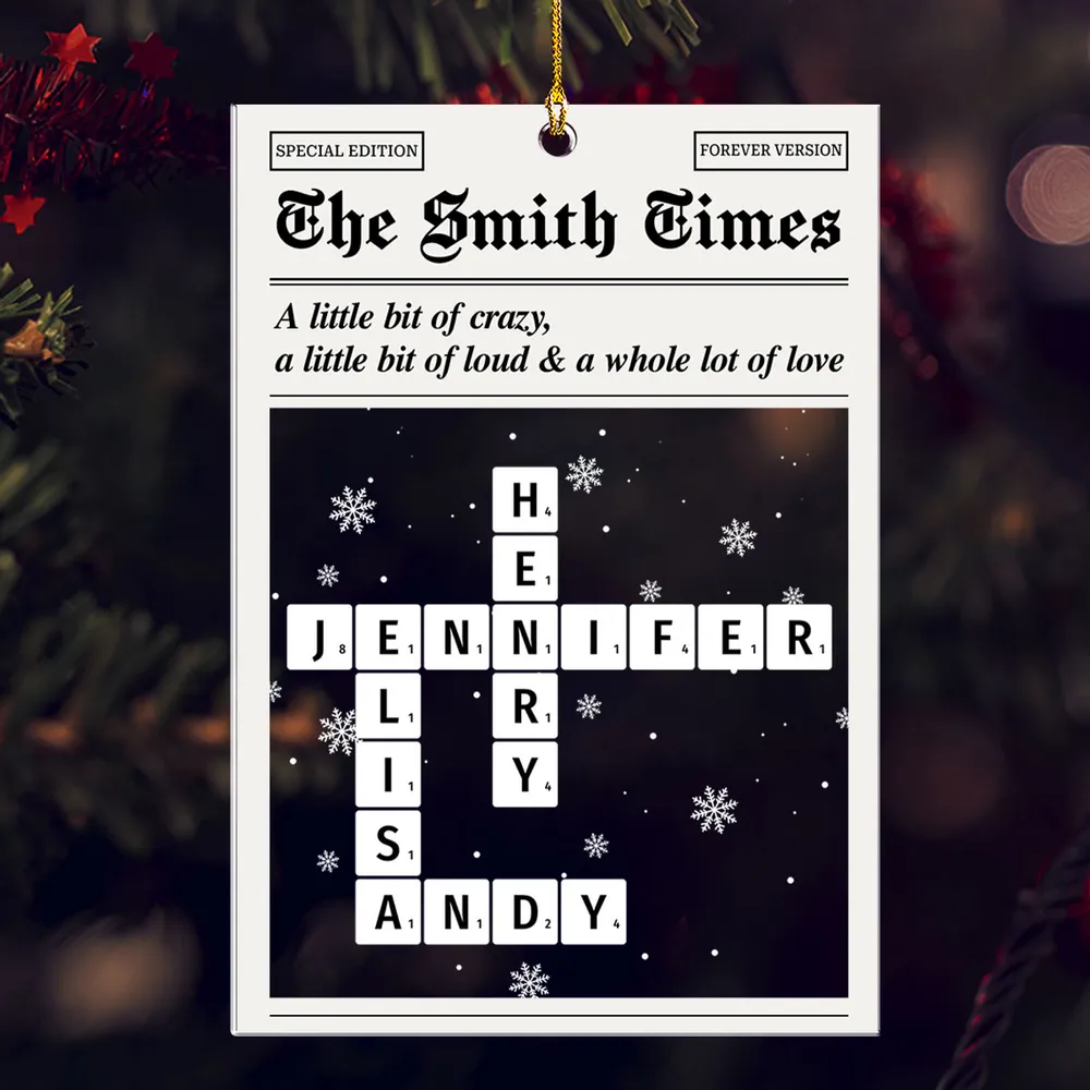 The Family Times Newspaper : Full Of Joy - Personalized Acrylic Ornament - Christmas Gift For Family HH01 - Image 2