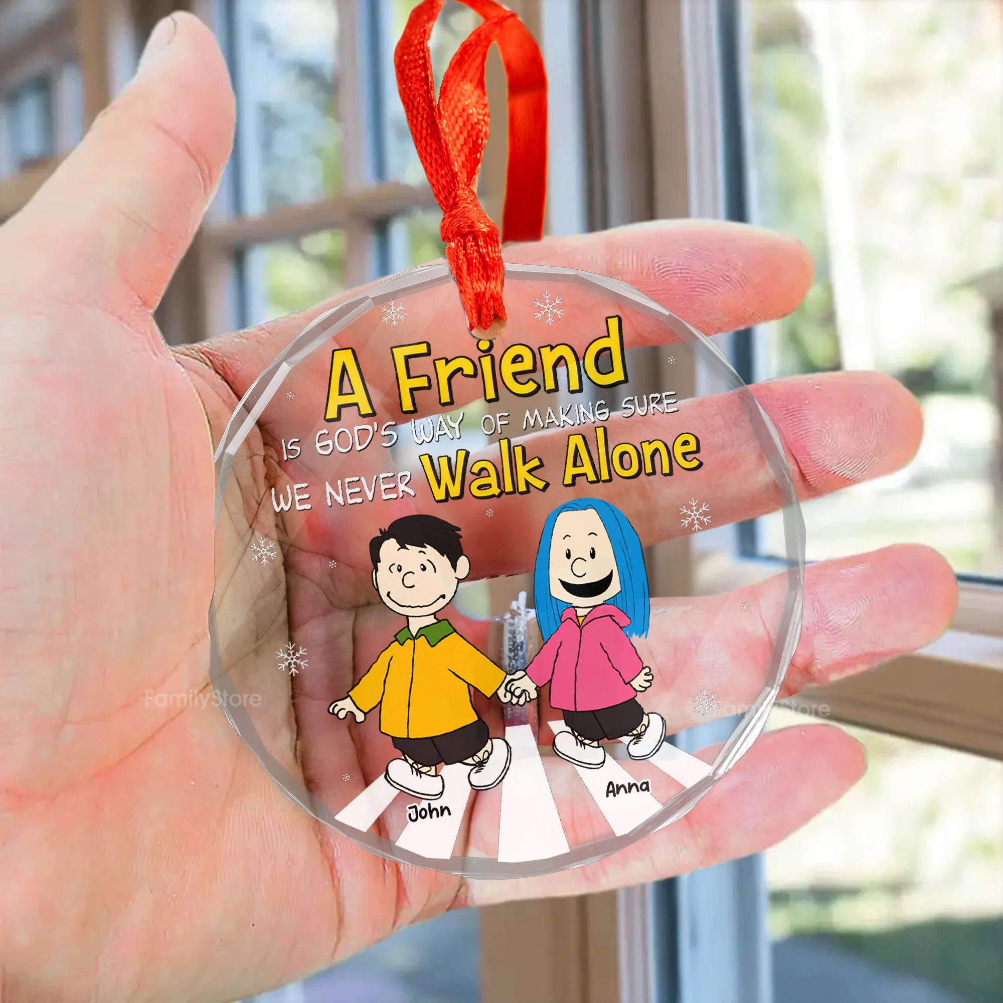 A Friend Is God's Way Of Making Sure We Never Walk Alone - Peanut - Personalized Glass Ornament - Funny Gift For Friend, Family Member - CL48 NH96 - Image 3