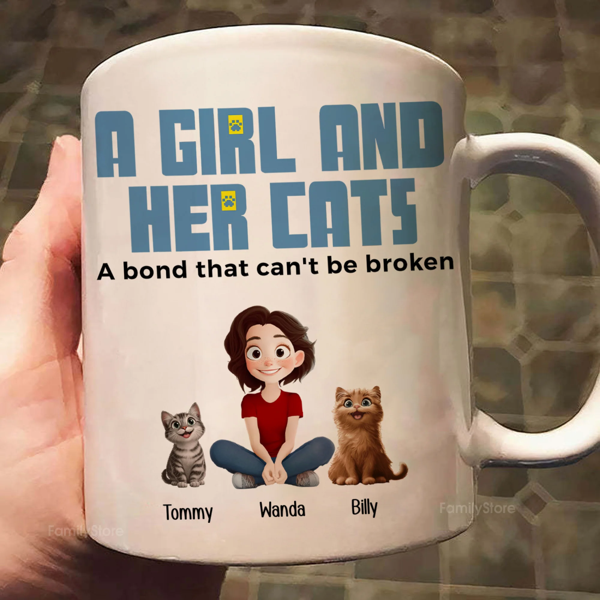A Girl And Her Cats Cartoon Pet - Personalized Mug - Gift for Pet Owners, Pet Lovers, Cat Mom | CLP15 NH96 - Image 2