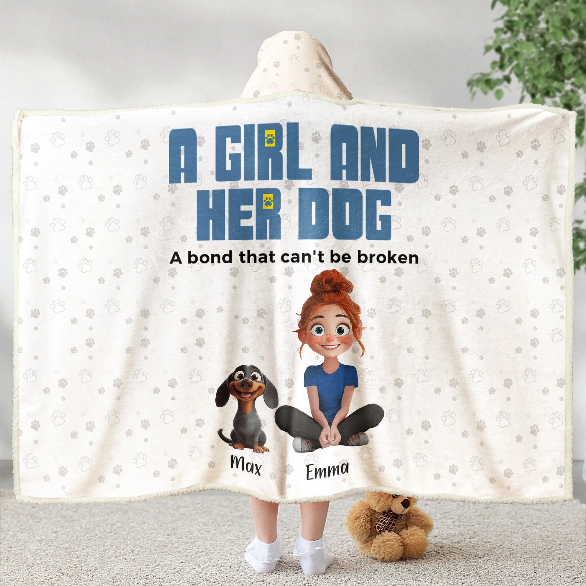 A Girl And Her Cartoon  Dogs   - Personalized Wearable Hooded Blanket - Gift For Dog Lovers | CLP15 NA94 - Image 4