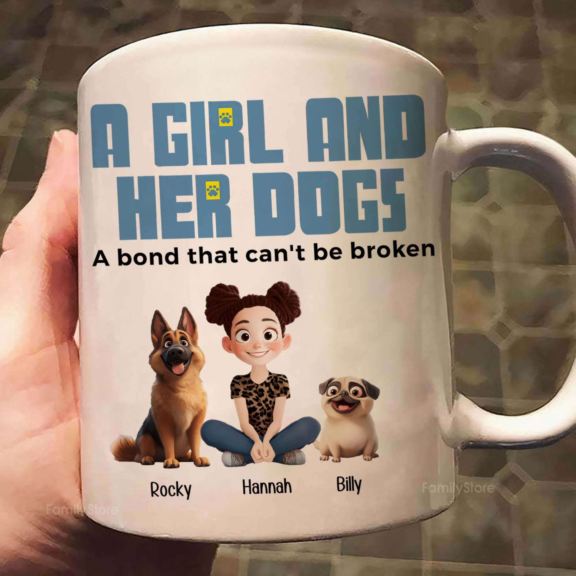A Girl & Her Dogs Has Unbreakable Bond Cartoon Pet - Personalized Mug - Gift for Pet Owners, Pet Lovers, Dog Mom | CLP15 NH96 - Image 2