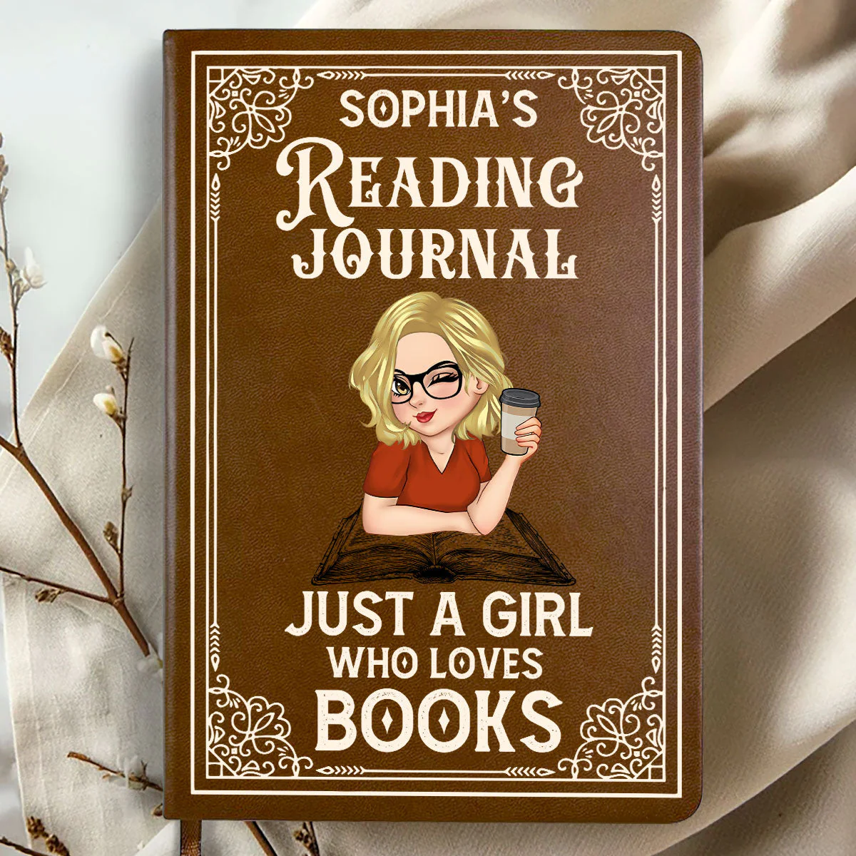 A Girl Who Loves Books Reading Journal - Personalized Leather Cover Notebook - Gift For Book Lover, Reader, Her | CLGOD04 HH01