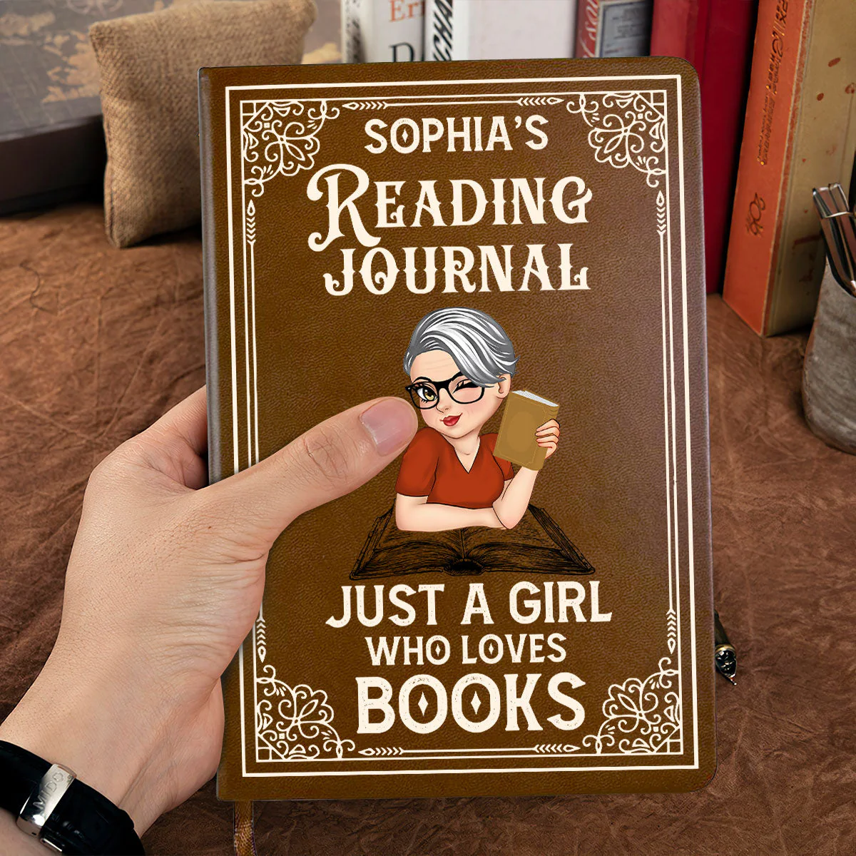 A Girl Who Loves Books Reading Journal - Personalized Leather Cover Notebook - Gift For Book Lover, Reader, Her | CLGOD04 HH01 - Image 2