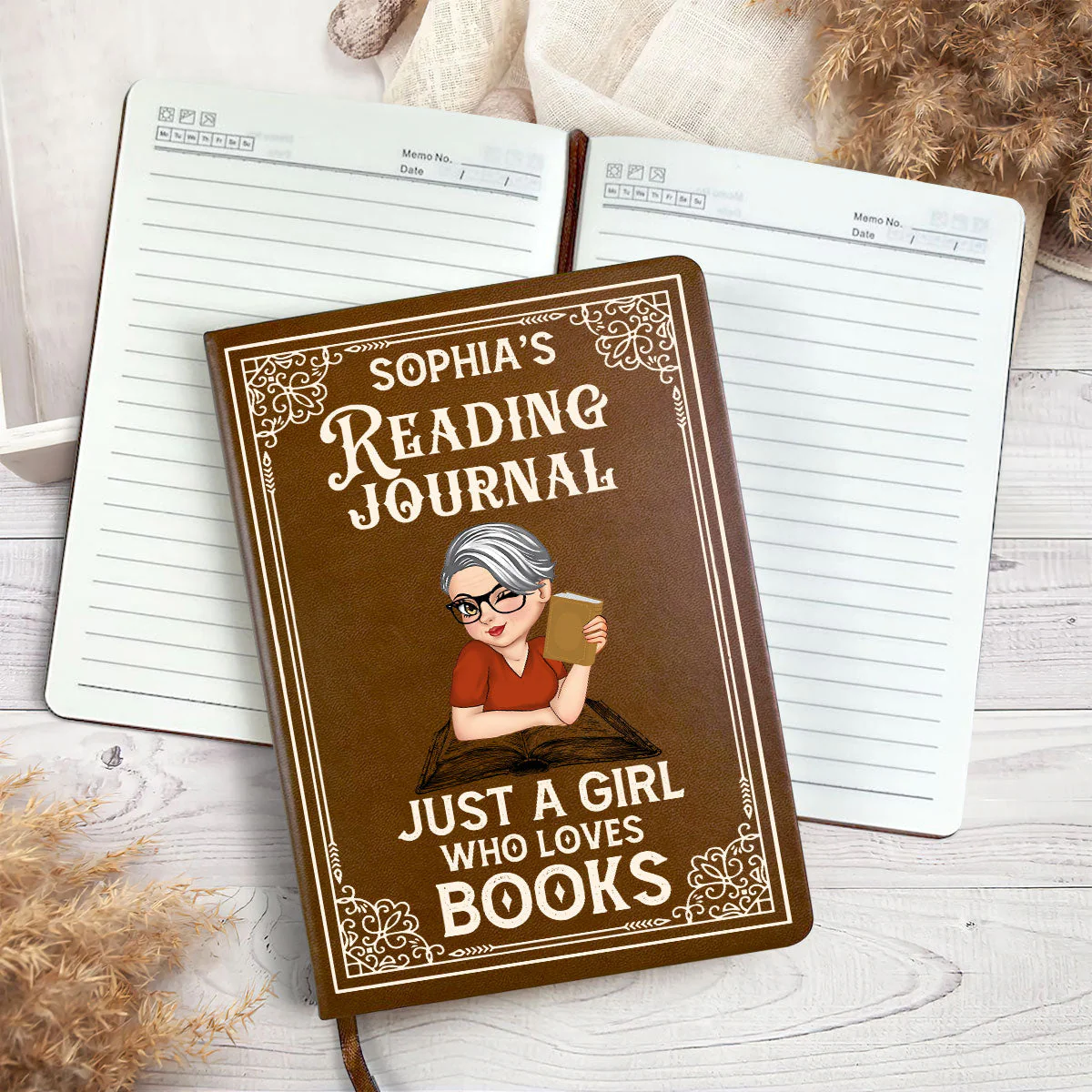 A Girl Who Loves Books Reading Journal - Personalized Leather Cover Notebook - Gift For Book Lover, Reader, Her | CLGOD04 HH01 - Image 4