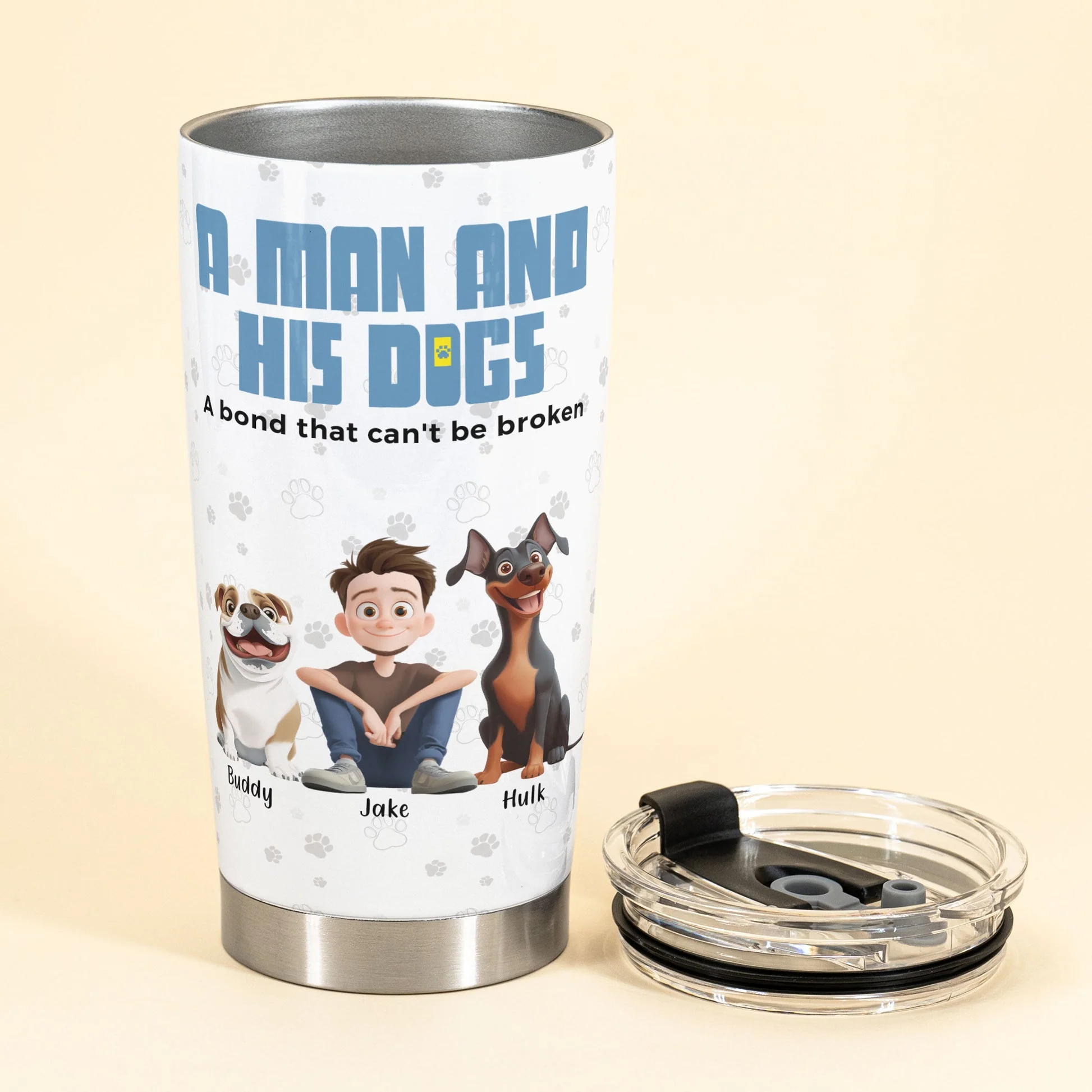 A Man And His Dog A Bond That Can't Be Broken Cartoon Dog - Personalized Tumbler Cup - Gift for Pet Owners, Dog Lovers, Dog Dad | CLP15 NH96 - Image 5