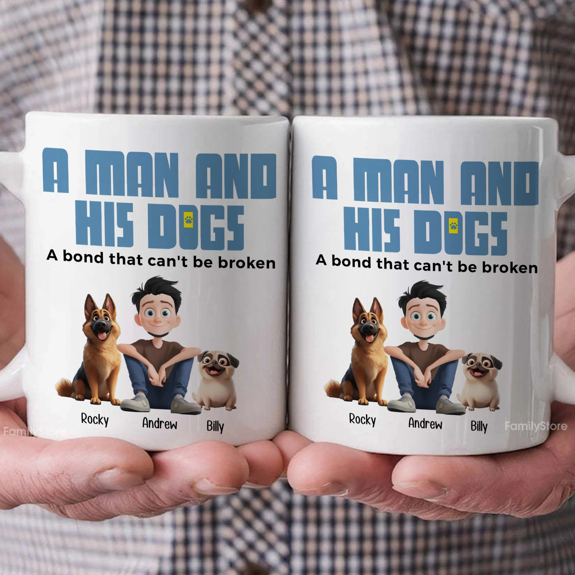A Man And His Dogs Cartoon Pet - Personalized Mug - Gift for Pet Owners, Pet Lovers, Dog Dad | CLP15 NH96 - Image 3