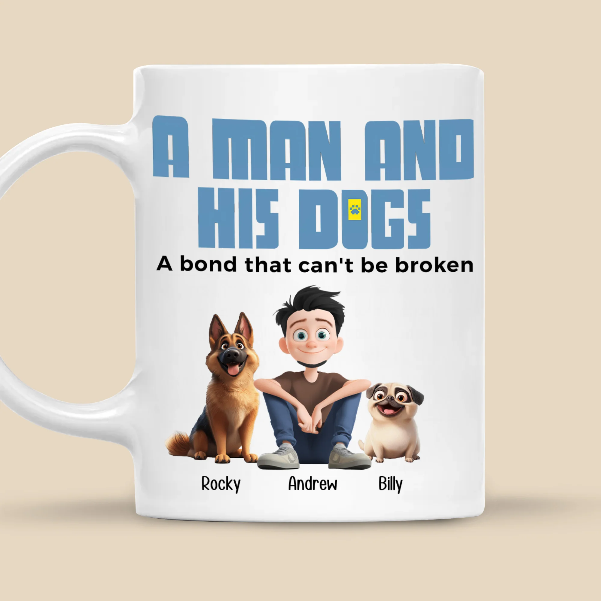 A Man And His Dogs Cartoon Pet - Personalized Mug - Gift for Pet Owners, Pet Lovers, Dog Dad | CLP15 NH96 - Image 5