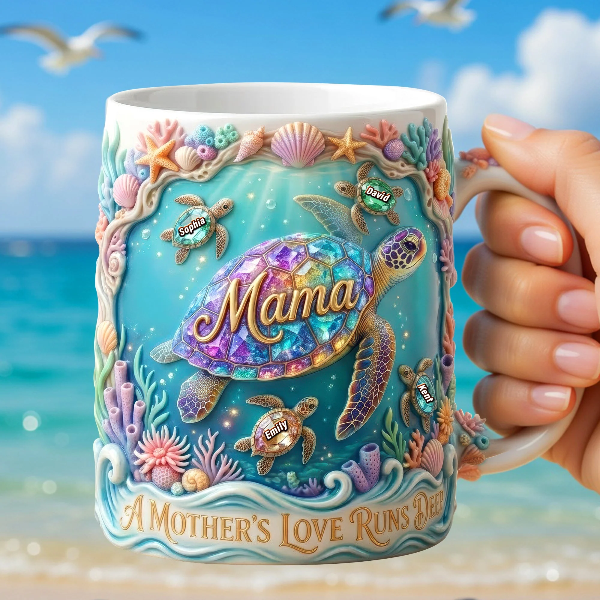 A Mother's Love Run Deep - Personalized White Mug - Gift For Mom, Grandma - Image 2