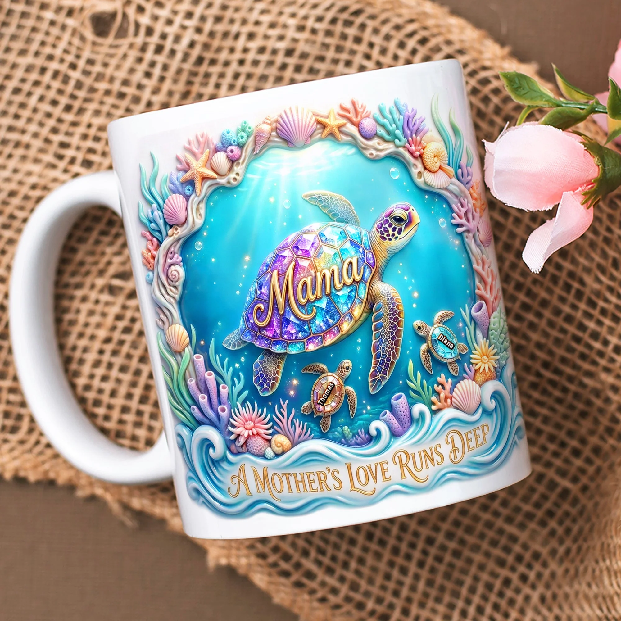 A Mother's Love Run Deep - Personalized White Mug - Gift For Mom, Grandma - Image 3