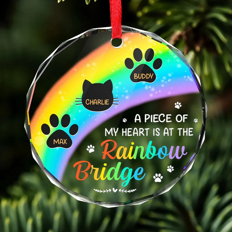 A Piece Of My Heart Is At The Rainbow Bridge - Personalized Glass Ornament - Christmas Gift For Pet Owners, Pet Lovers HH01 - Image 3