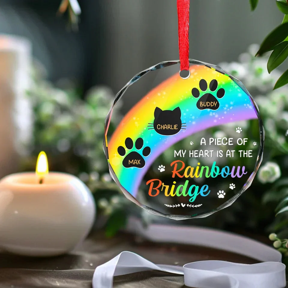 A Piece Of My Heart Is At The Rainbow Bridge - Personalized Glass Ornament - Christmas Gift For Pet Owners, Pet Lovers HH01 - Image 4