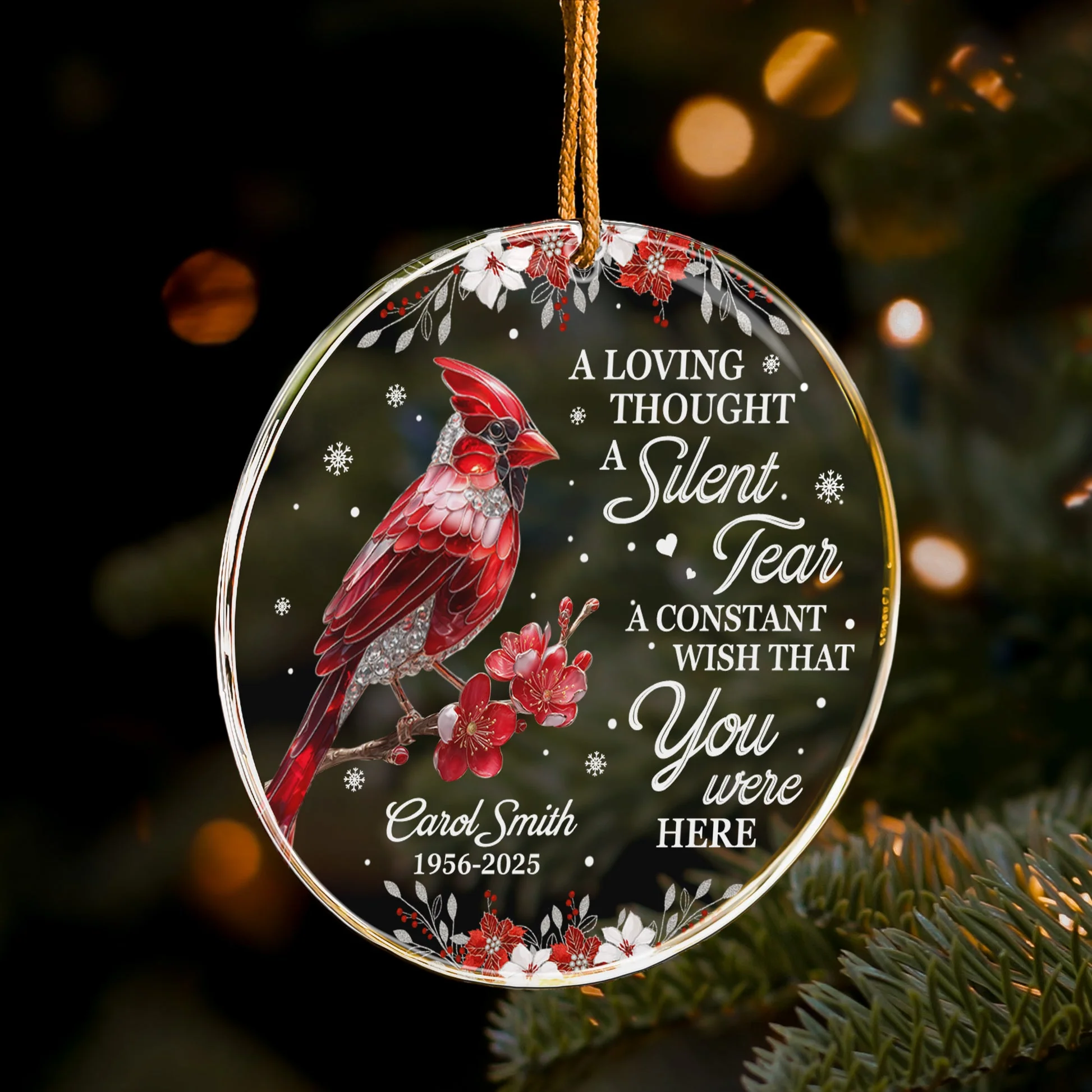 A Silent Tear Cardinal, Hummingbird, Dragonfly, Butterfly Memorial - Personalized Acrylic Ornament - Memorial Gifts NL122 - Image 4