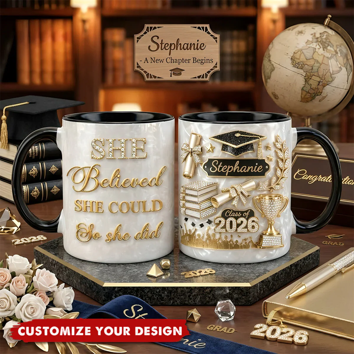 A Sweet Ending To A New Beginning Graduation - Personalized Accent Mug - Gift For Graduates - Image 2