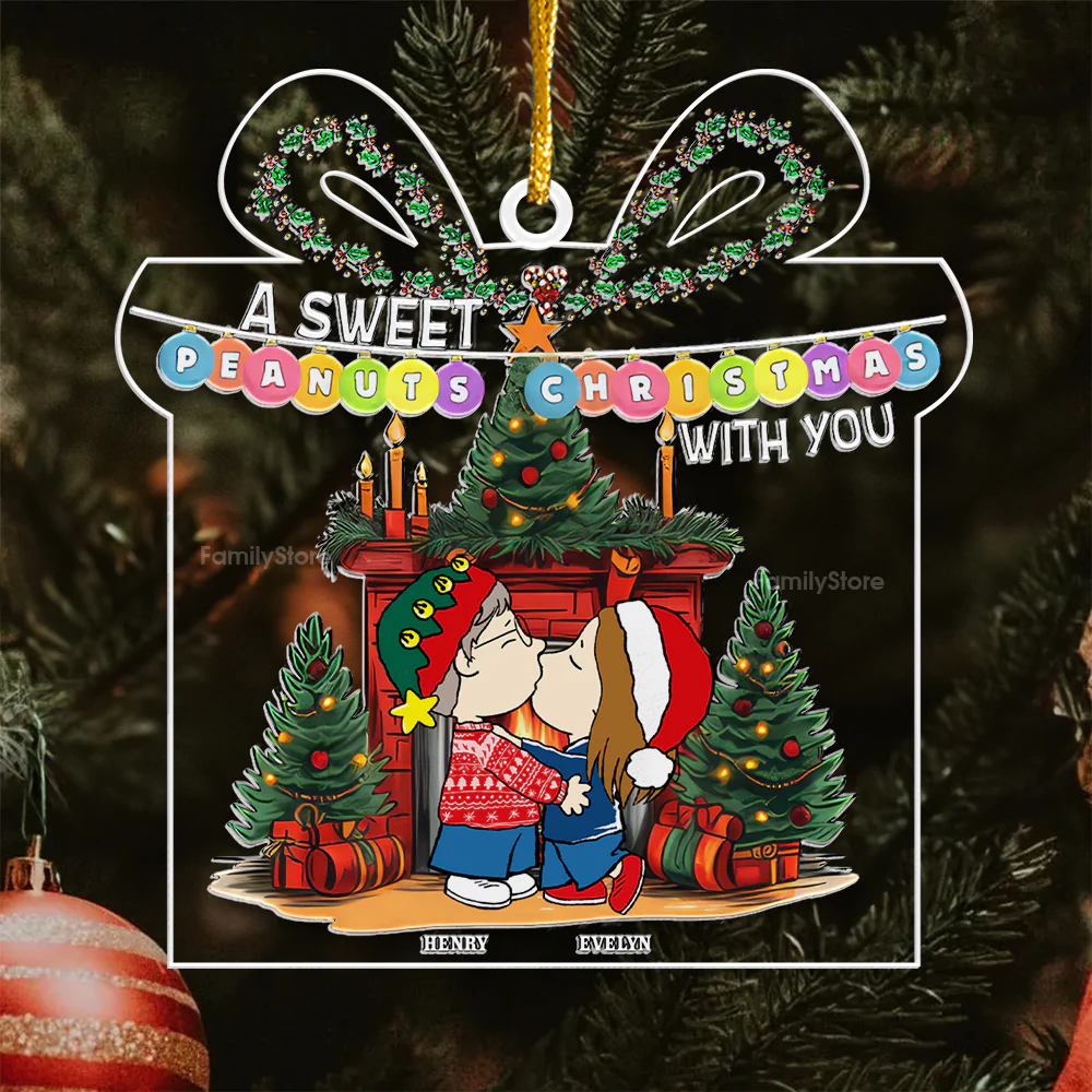 A Sweet Peanut Christmas With You - Personalized Acrylic Ornament - Gift For Couple, Husband Wife - CL45 NH96 - Image 4